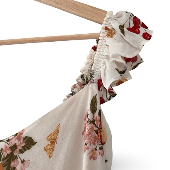 New Reformation Bondi Midi Georgette Side Slit Dress Floral Fruity Size 2 - Picture 7 of 16